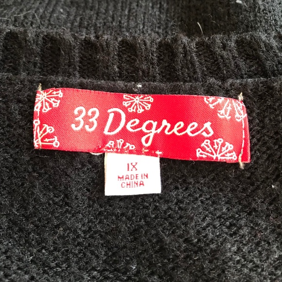 Christmas Unicorn Jingle Bells Tinsel Sequins Ugly Sweater Plus Size 1X Black - Picture 6 of 7